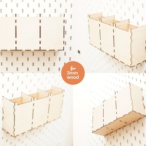 Pegboard Accessories 3 Set Box Organizer Laser Cuting File, Glowforge, Digital File, For 3mm Wood