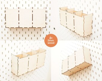 Pegboard Accessories 3-Set Box Organizer Laser Cut File (3mm Wood) (Digital File)