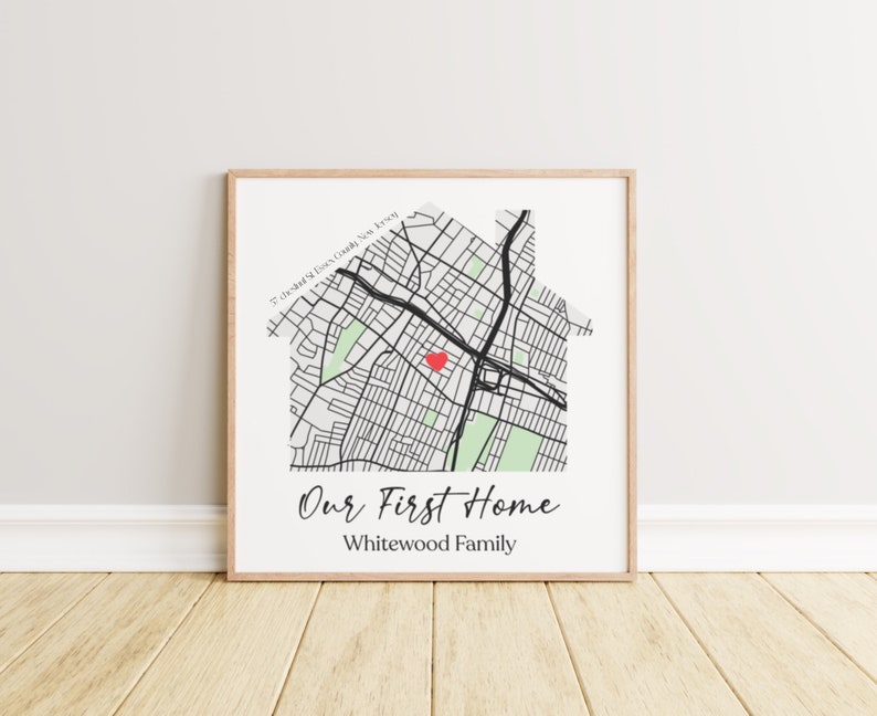 New Home Map Poster, First Home Gift, Custom Personalized Housewarming Gift for Couple, New House Map, Our First Home, DIGITAL DOWNLOAD image 5