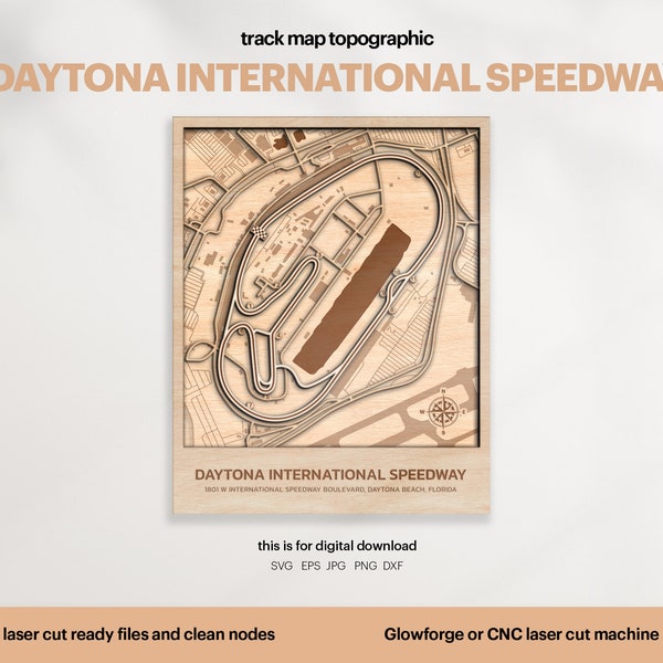Race Tracks Map Topography, Florida Track Map SVG, Famous Circuit Racing Track, 3D Wood Track Maps, Xtool, DIGITAL DOWNLOAD