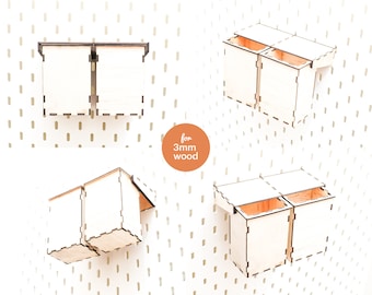 Pegboard Container with Lid: 3mm Wood Laser Cut File (SVG & DXF)