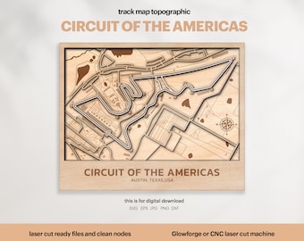 Austin Race Track Map Topography: Laser Cut Files (Digital Download)