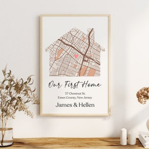 New Home Map Poster, First Home Gift, Custom Personalized Housewarming Gift for Couple, New House Map, Our First Home, DIGITAL DOWNLOAD image 4