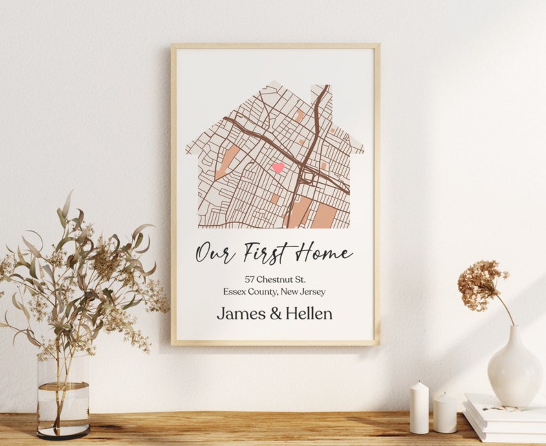 New Home Map Poster, First Home Gift, Custom Personalized Housewarming Gift for Couple, New House Map, Our First Home, DIGITAL DOWNLOAD image 4