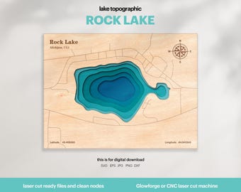 Rock Lake Map SVG : 3D Topographic Lake House Decor (Digital Download)