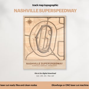 Racetracks kaart topografie, Tennessee Motor Racing kaart SVG, beroemde Circuit Racing Track, 3D Wood Track Maps, Xtool, DIGITALE DOWNLOAD