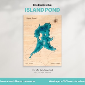 Island Pond Topographic Map SVG: Lake House Decor, 3D Wood Art (Digital Download)