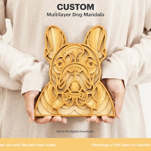 Custom Dog Mandala SVG: Multilayer Pet Portrait, Laser Cut File (Digital Download)