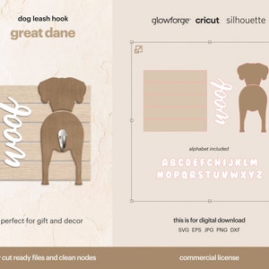 Great Dane Dog Silhouette SVG, Great Dane Dog Butt Leash Hook SVG File