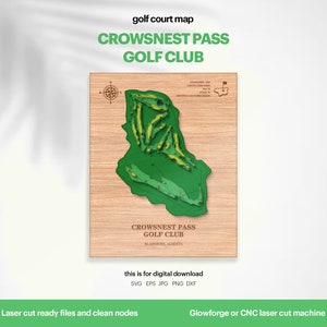 Blairmore Golf Club natürlich Karte, Golf Karte, Geschenk für Golfer, Holzkarte Schichtkurs Platz, benutzerdefinierte 3D-Karten, Golf Art, Xtool, DIGITAL DOWNLOAD