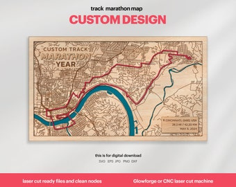 Custom Marathon Track Map SVG: Laser Cut Running Race Gift (Digital Download)