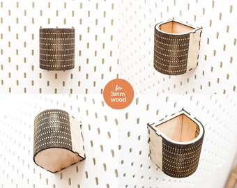Pegboard Accessories Box: Laser Cut File for 3mm Wood (SVG & DXF)