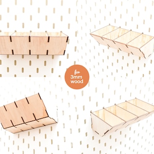 Pegboard Mini Stackable Shelf Organizer: Laser Cut File (3mm Wood)
