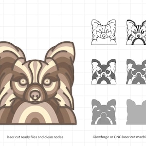 Papillon Multilayer Dog Mandala SVG, Mandala Wall Art, 3D Multilayer File, Gepersonaliseerde Dog Face, Home Wall Decor, Xtool, DIGITALE DOWNLOAD