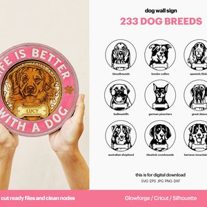 233 Personalized Dog Wall Sign SVG Bundle,  Multilayer Dog Wall Art, Dog Lover Gift, Laser cut files, Glowforge