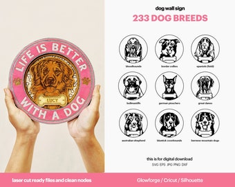 Personalized Dog Wall Sign SVG Bundle: Laser Cut Files (Digital Download)
