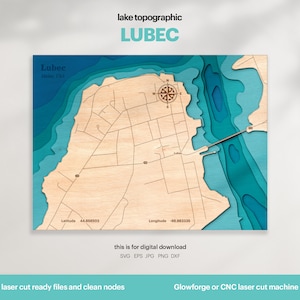 Lubec Maine Topographic Map: 3D Wood Lake House Decor (Digital Download)