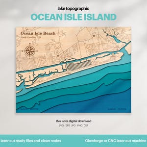 See Haus Dekor, Ocean Isle Karte SVG, Holz Wand Dekor Geschenk, Topographisch, 3D Benutzerdefinierte Karten, Bathymetrische Karte Kunst, Xtool, DIGITAL DOWNLOAD