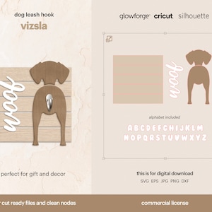 Vizsla Hund Silhouette SVG, Vizsla Dog Butt Leash Hook SVG Datei
