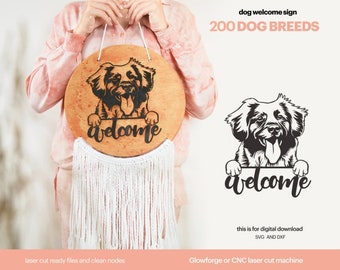 Dog Welcome Sign Laser Cut File: 200 Breeds (SVG, DXF)