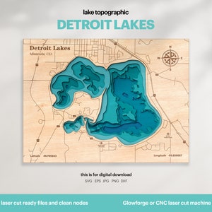 See Haus Dekor, Detroit See Karte SVG, Holz Wand Dekor Geschenk, Topographisch, 3D Benutzerdefinierte Karten, Bathymetrische Karte Kunst, Xtool, DIGITAL DOWNLOAD