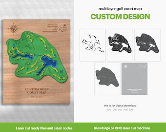 Custom Golf Course Map: 3D Wood Art, Laser Cut Files (Digital Download)