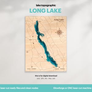 Long Lake Maine Map: 3D Topographic Laser Cut File (Digital Download