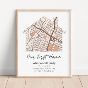 New Home Map Poster, First Home Gift, Custom Personalized Housewarming Gift for Couple, New House Map, Our First Home, DIGITAL DOWNLOAD image 1