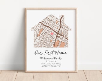 New Home Map Poster, First Home Gift, Custom Personalized Housewarming Gift for Couple, New House Map, Our First Home, DIGITAL DOWNLOAD