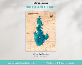 Bald Eagle Lake Map SVG : 3D Topographic Lake House Decor (Digital Download)