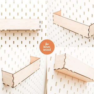 Pegboard Shelf: 3mm Wood Organizer, Laser Cut File (SVG & DXF)