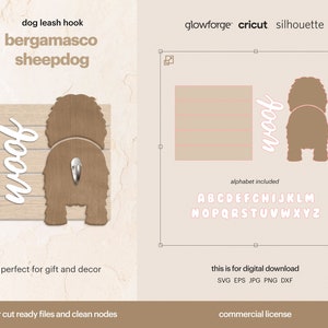 Bergamasco Sheepdog Leash Hook SVG: Dog Silhouette File