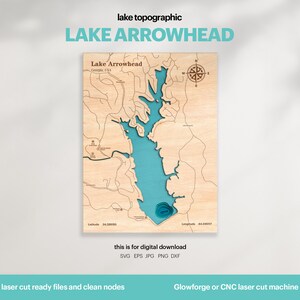 Lake Haus Dekor, Pfeilspitze Lake Georgia Karte SVG, Holz Wand Dekor Geschenk, Topographisch, 3D Benutzerdefinierte Karten, Karte Kunst, Xtool, DIGITAL DOWNLOAD
