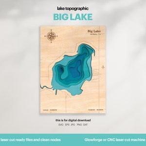 Lake Lake Haus Dekor, großer Lake LakeMichigan Karte SVG, Holz Wand Dekor Geschenk, Topographisch, 3D Benutzerdefinierte Karten, Bathymetrische Karte Kunst, Xtool, DIGITAL DOWNLOAD