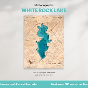 Décoration de maison au bord du lac, carte SVG White Rock Lake, cadeau de décoration murale en bois, topographique, cartes 3D personnalisées, art de la carte bathymétrique, Xtool, TÉLÉCHARGEMENT NUMÉRIQUE