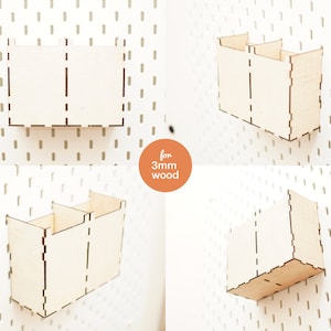 Pegboard Accessories 2 Set Box Organizer Laser Cuting File, Glowforge, Digital File, For 3mm Wood