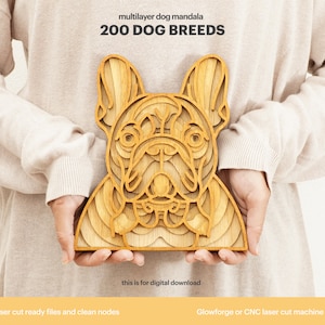200 Multilayer Hund Mandala SVG, Geschichteter Hund, Multilayer Mandala Hund, Hundegesicht SVG, 3D Hund SVG, Laser Cut Files, Cnc, Glowforge