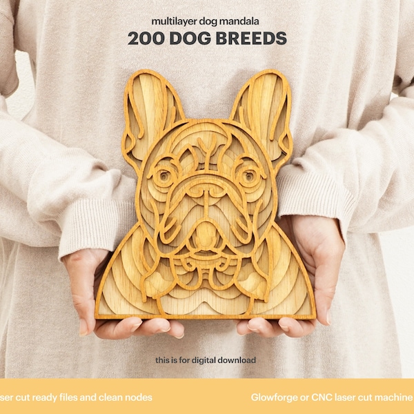 200 Dog Breeds Mandala SVG: Laser Cut Files, CNC, Glowforge (Digital Download)
