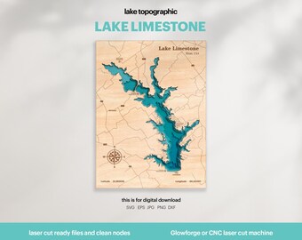 Limestone Lake Map SVG : 3D Topographic Lake House Decor (Digital Download)