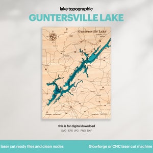 See Haus Dekor, Guntersville Lake Karte SVG, Holz Wand Dekor Geschenk, Topographisch, 3D Benutzerdefinierte Karten, Bathymetrische Karte Kunst, Xtool, DIGITAL DOWNLOAD