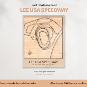 Racebanen kaart topografie, Lee USA Speedway kaartbestand, beroemde Circuit Racing Track, 3D Wood Track, Xtool, DIGITALE DOWNLOAD