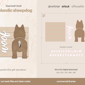 Cane da pastore islandese Silhouette SVG, Islandese Pastore Butt Leash Hook SVG File SVG