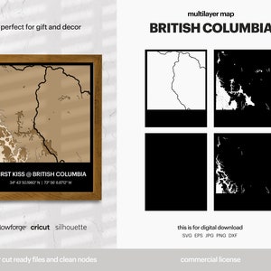 British Columbia Stadt Karte, Stadt Karte Wandkunst, Mehrschichtige Straßenkarte, Karte Wanddekoration, Laser Cut Datei, Glowforge, SVG-Datei