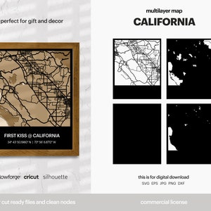 California Layered City Map: Laser Cut File (SVG, EPS, DXF)