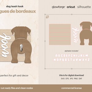 Dogues de Bordeaux Dog Silhouette SVG, Dogues de Bordeaux Dog Butt Leash Hook SVG Bestand