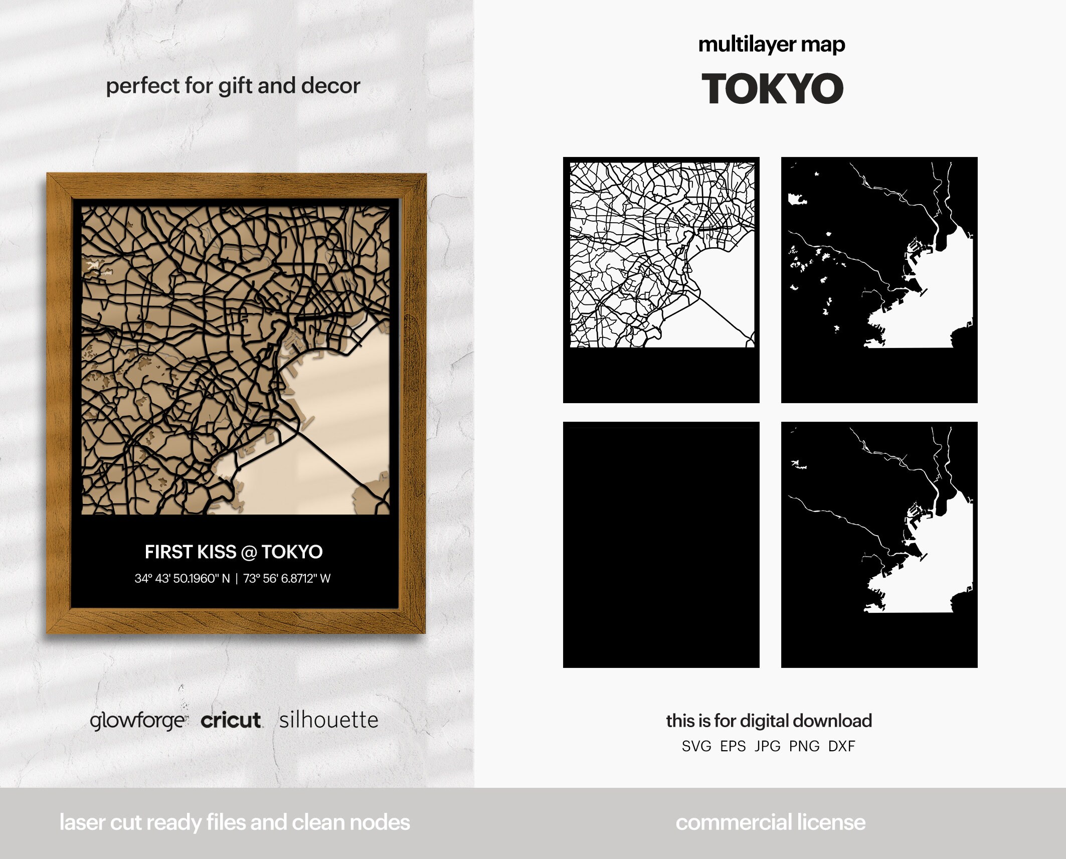 3D Wood City Map TOKYO 東京 Tokyo, Japan 3D city. High angle view of the city map. 3D