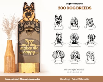200 Dog Bottle Openers , Wooden Bottle Opener, Laser Cut Files, Glowforge