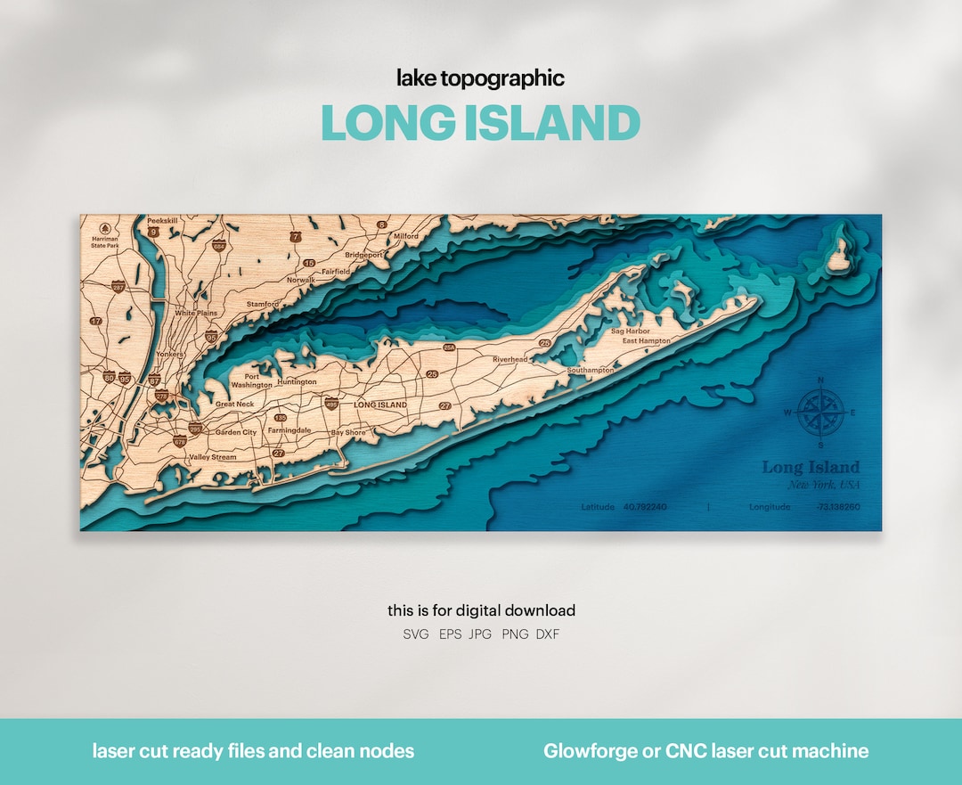 Lake House Decor, Long Island Map SVG, Wood Wall Decor Gift