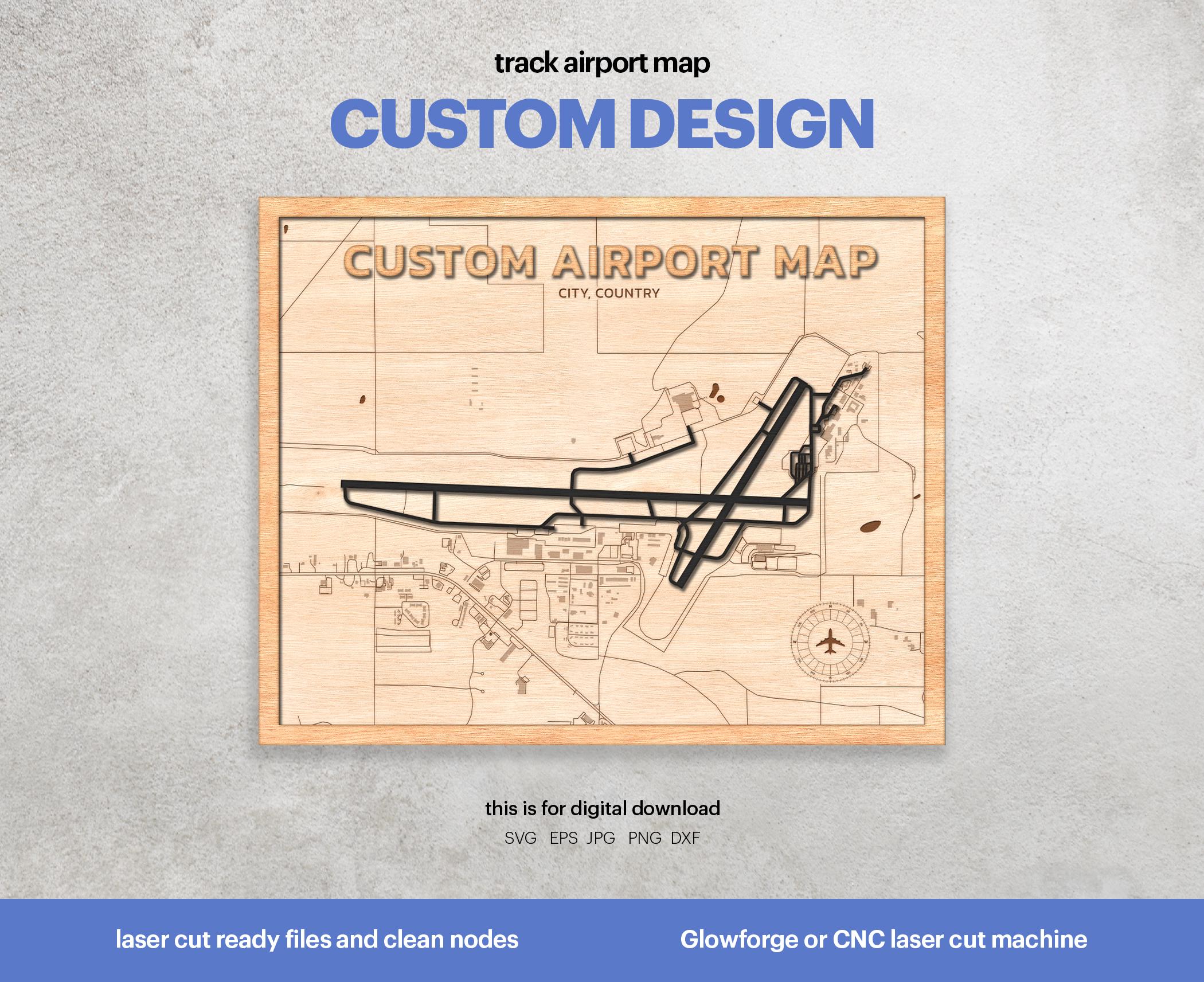 Custom Airport Map SVG: Multilayer Aviation Wall Art (digital Download ...
