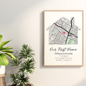 New Home Map Poster, First Home Gift, Custom Personalized Housewarming Gift for Couple, New House Map, Our First Home, DIGITAL DOWNLOAD image 3